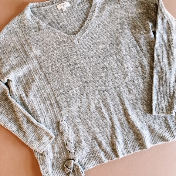 Umgee Sweaters - Umgee Heather Gray Cozy Knit Front Tie Slouchy Sweater